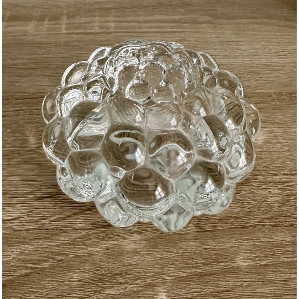 Vintage Orrefors Heavy Art Glass Crystal Votive Candle Holder Raspberry design